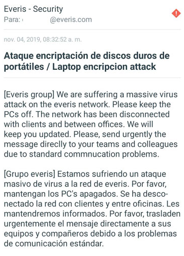 Ataque ransomware a Everis